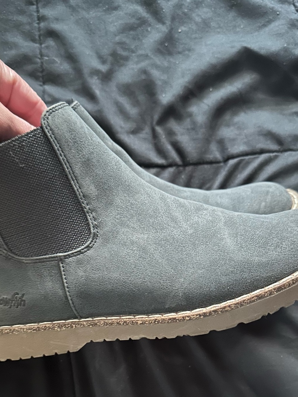 Womens Chelsea Suede Slip-On Boot in Dark Gray